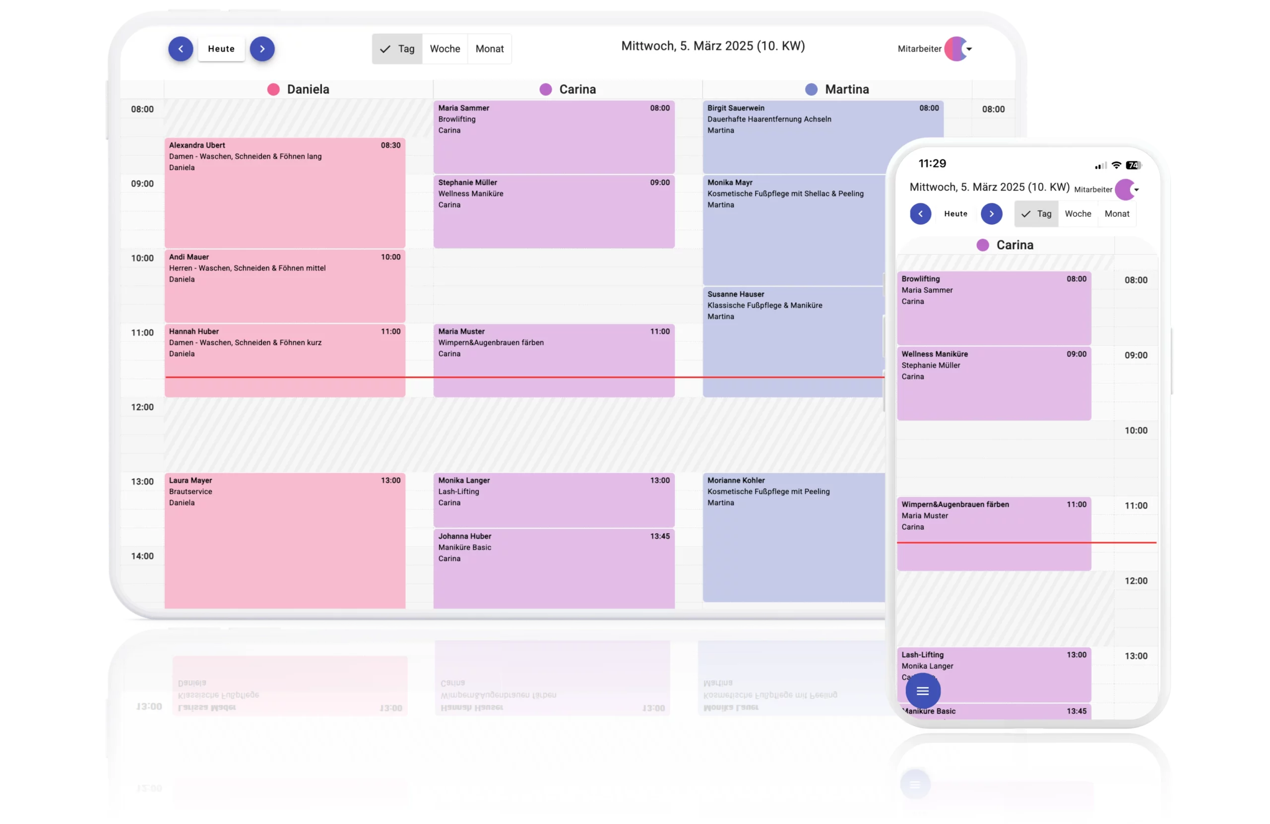 Digitaler Terminplaner für Friseur- & Kosmetikstudios auf Laptop und Smartphone