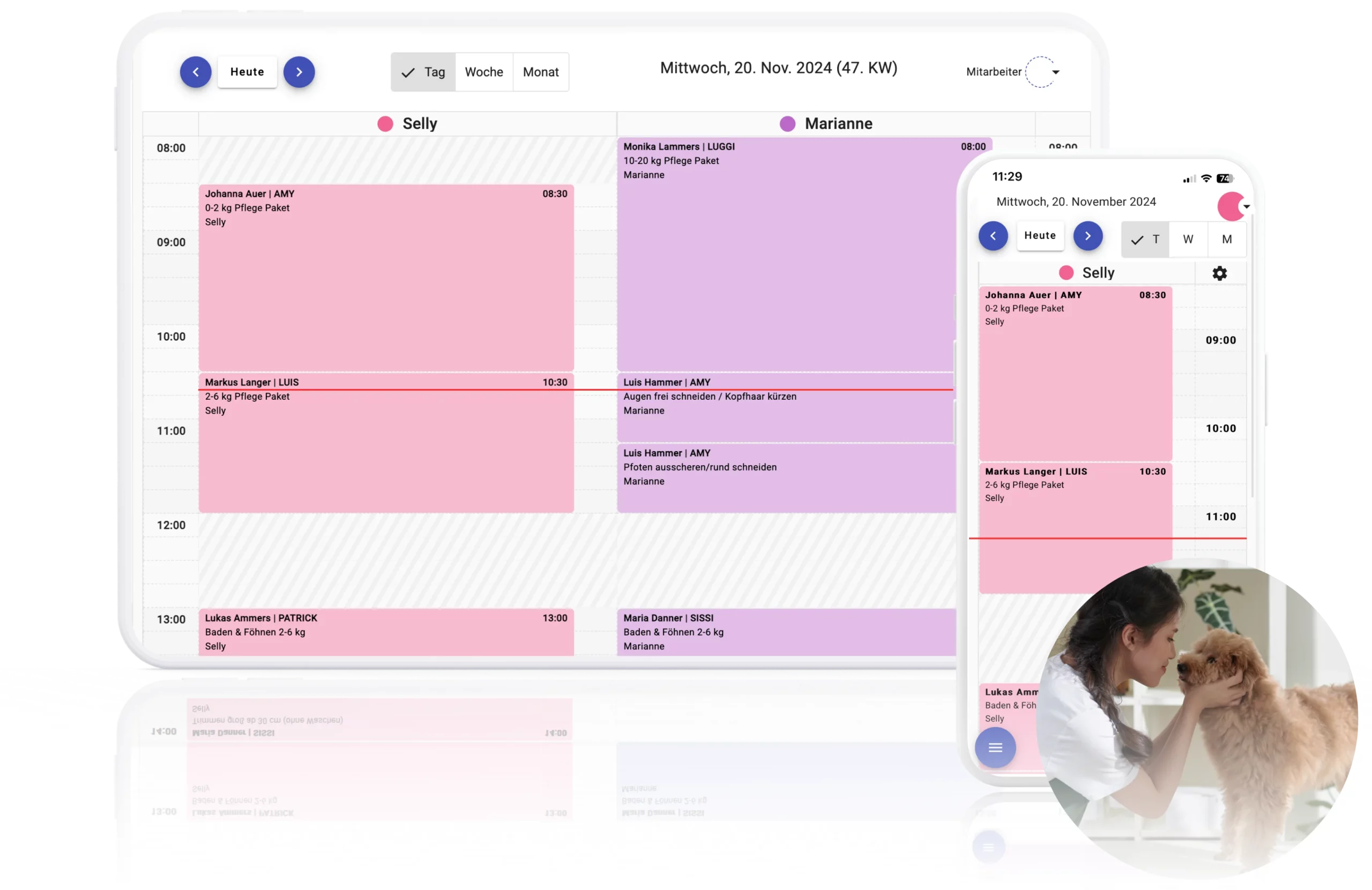Digitaler Terminplaner für Hundesalons auf Laptop und Smartphone