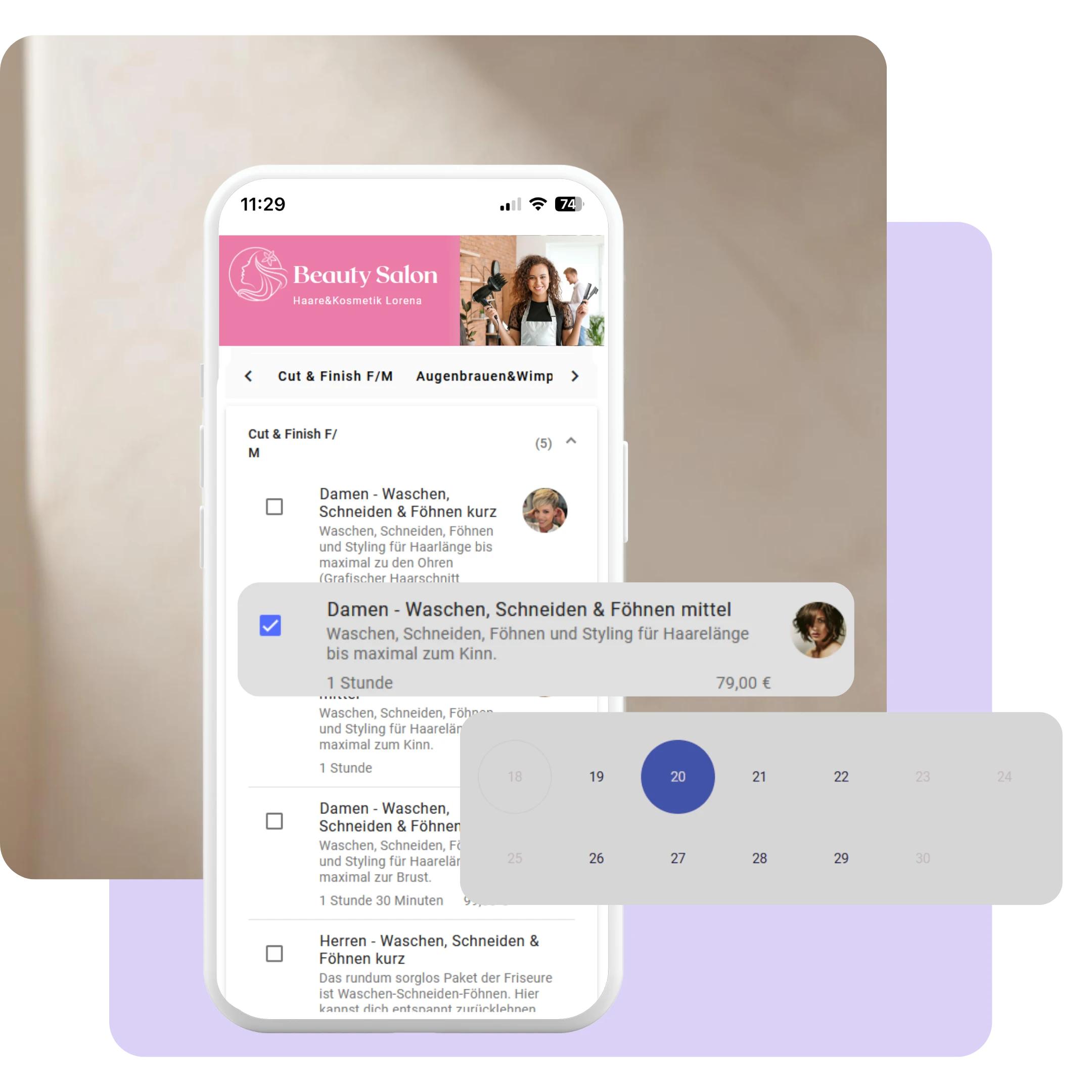 Onlinebuchung im Friseursalon über Smartphone
