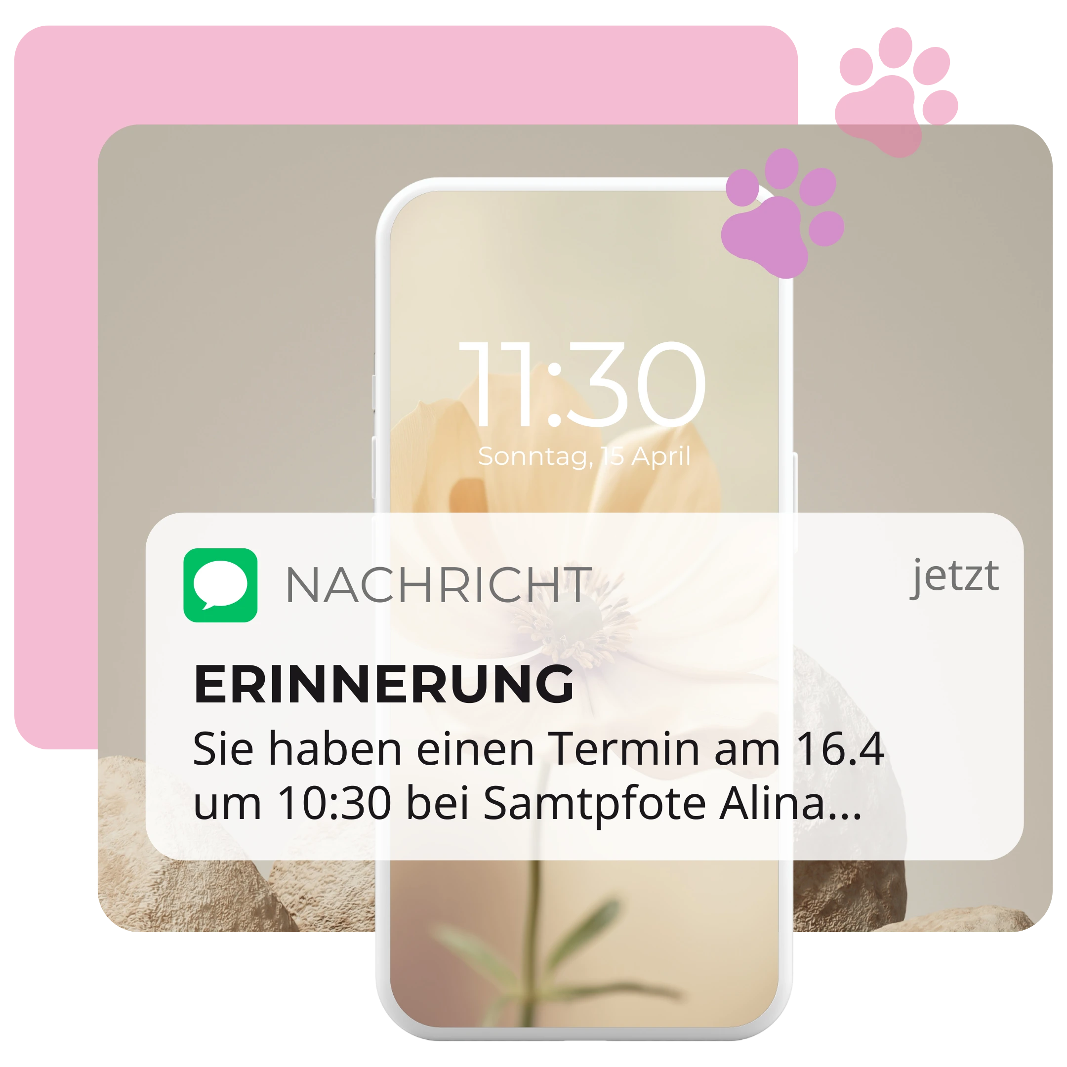 Automatische Terminerinnerung für Hundesalon-Kunden per SMS oder E-Mail