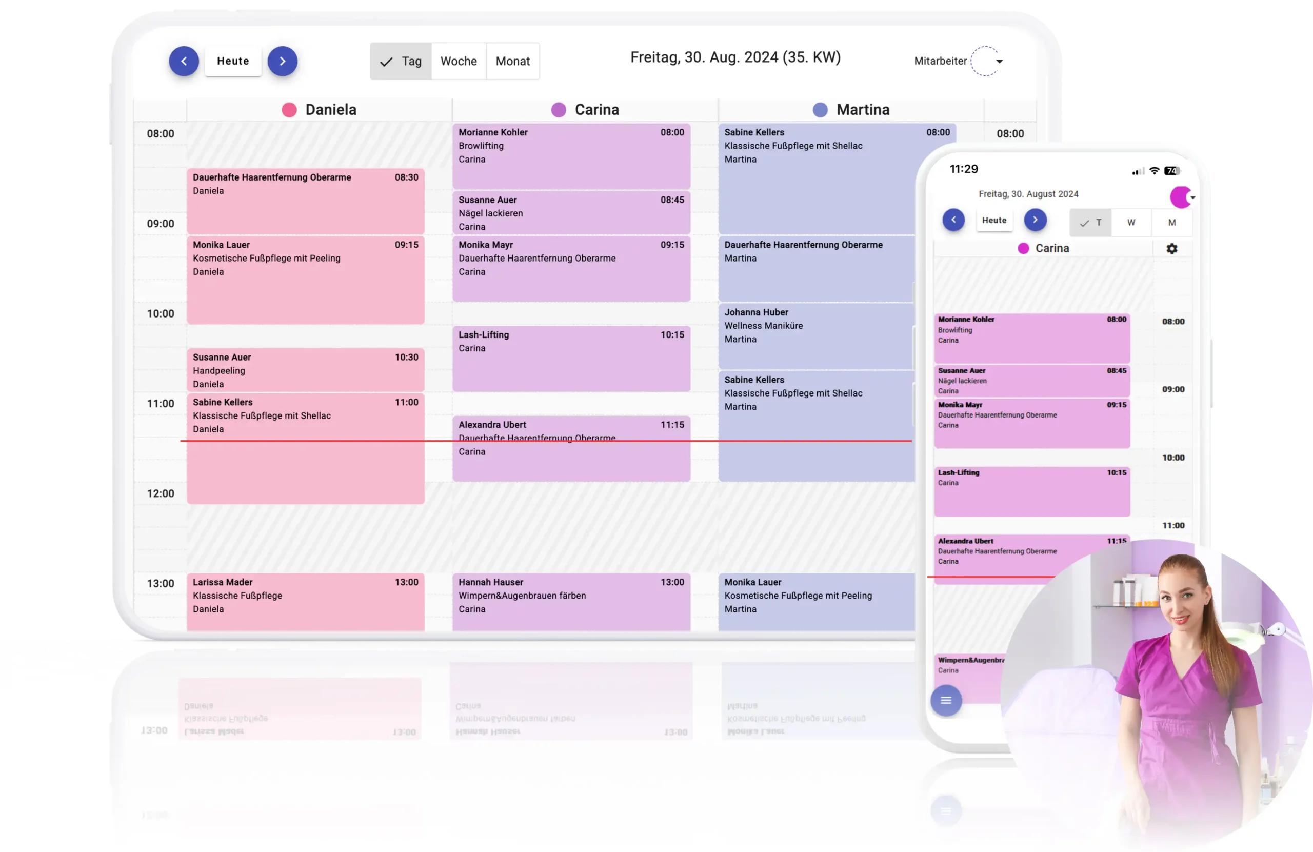 Digitaler Terminplaner für Fußpflegepraxen auf Laptop und Smartphone