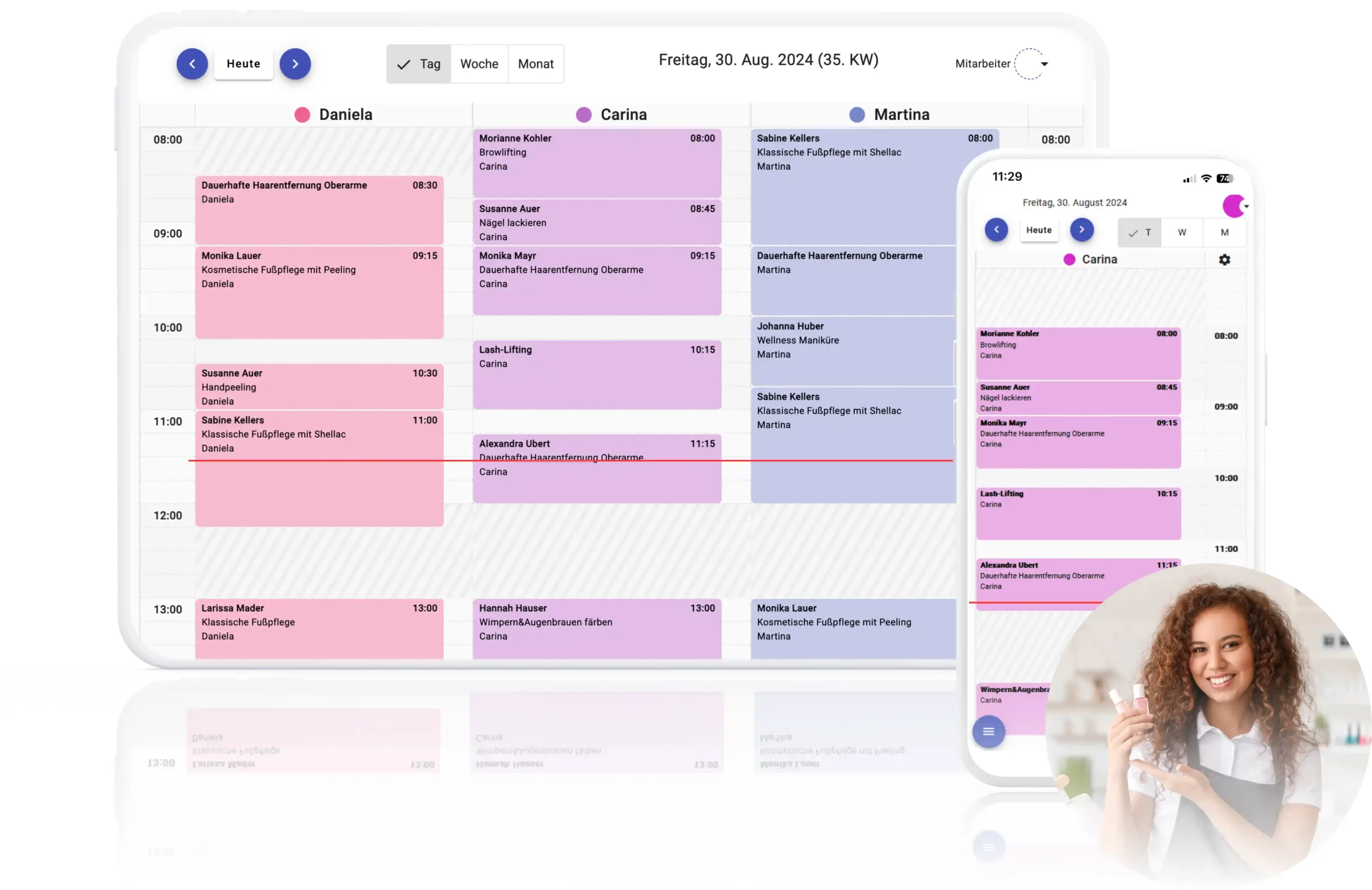 Digitaler Terminplaner für Nagelstudios auf Laptop und Smartphone