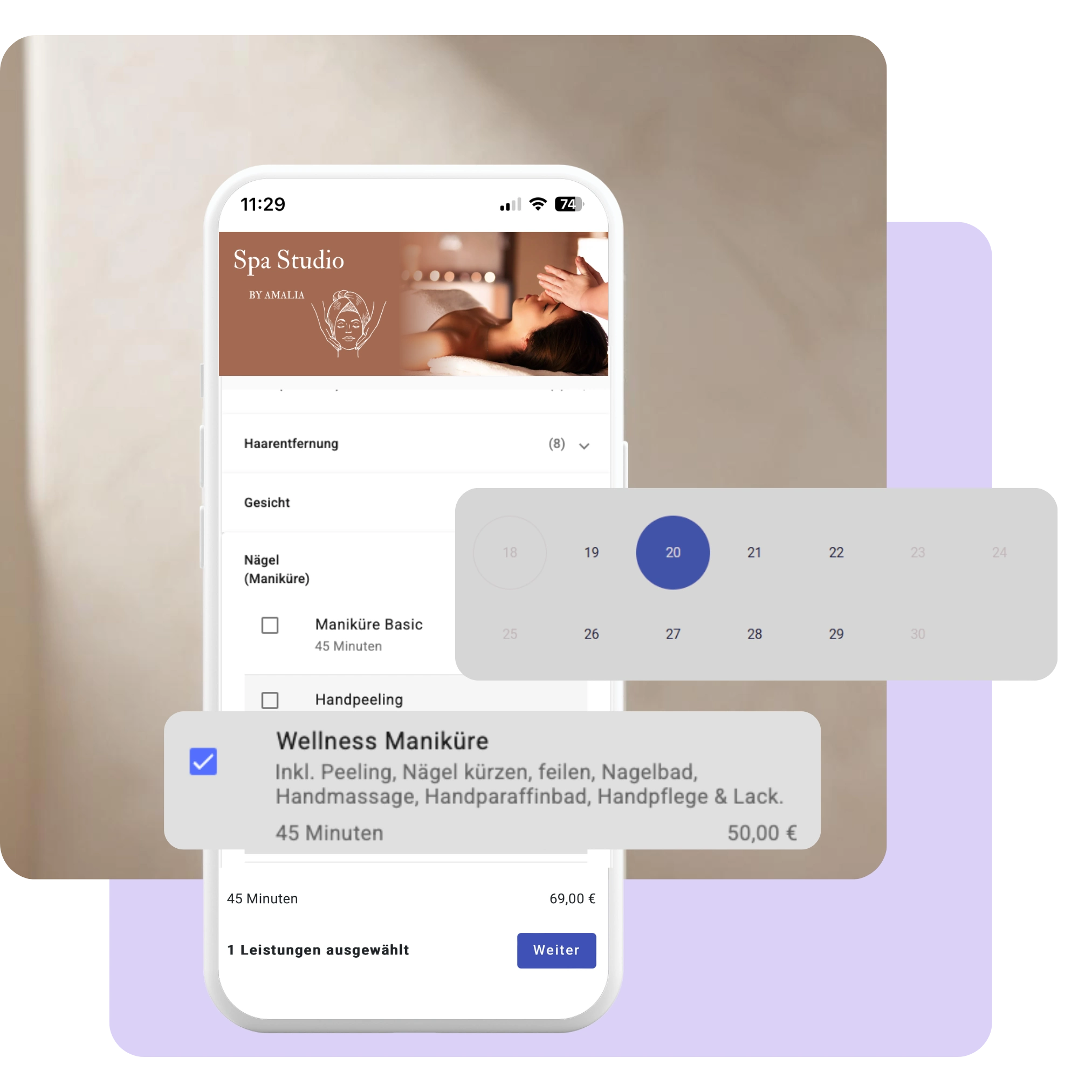 Onlinebuchung im Spa über Smartphone