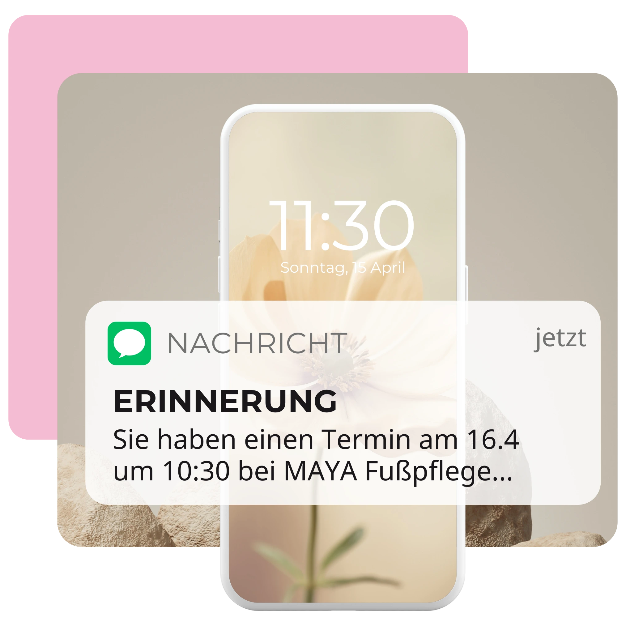 Terminerinnerung per SMS und E-Mail für Fußpflege-Patient:innen