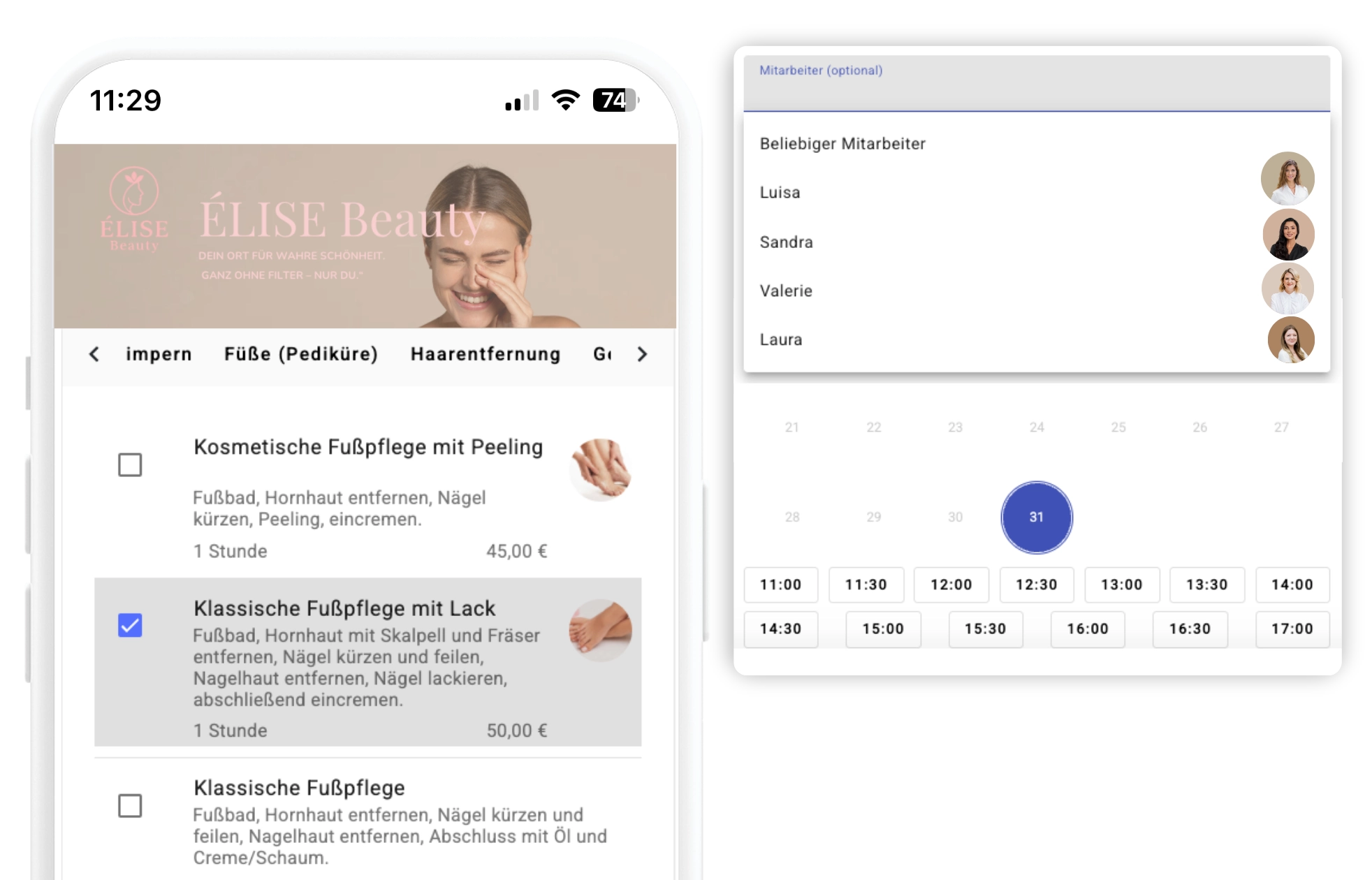 Onlinebuchungssoftware mit Studio-Branding und individueller Buchungsmaske