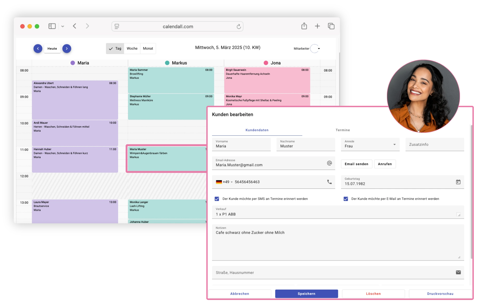 Online-Kundenkartei mit direkter Verknüpfung zum digitalen Terminkalender