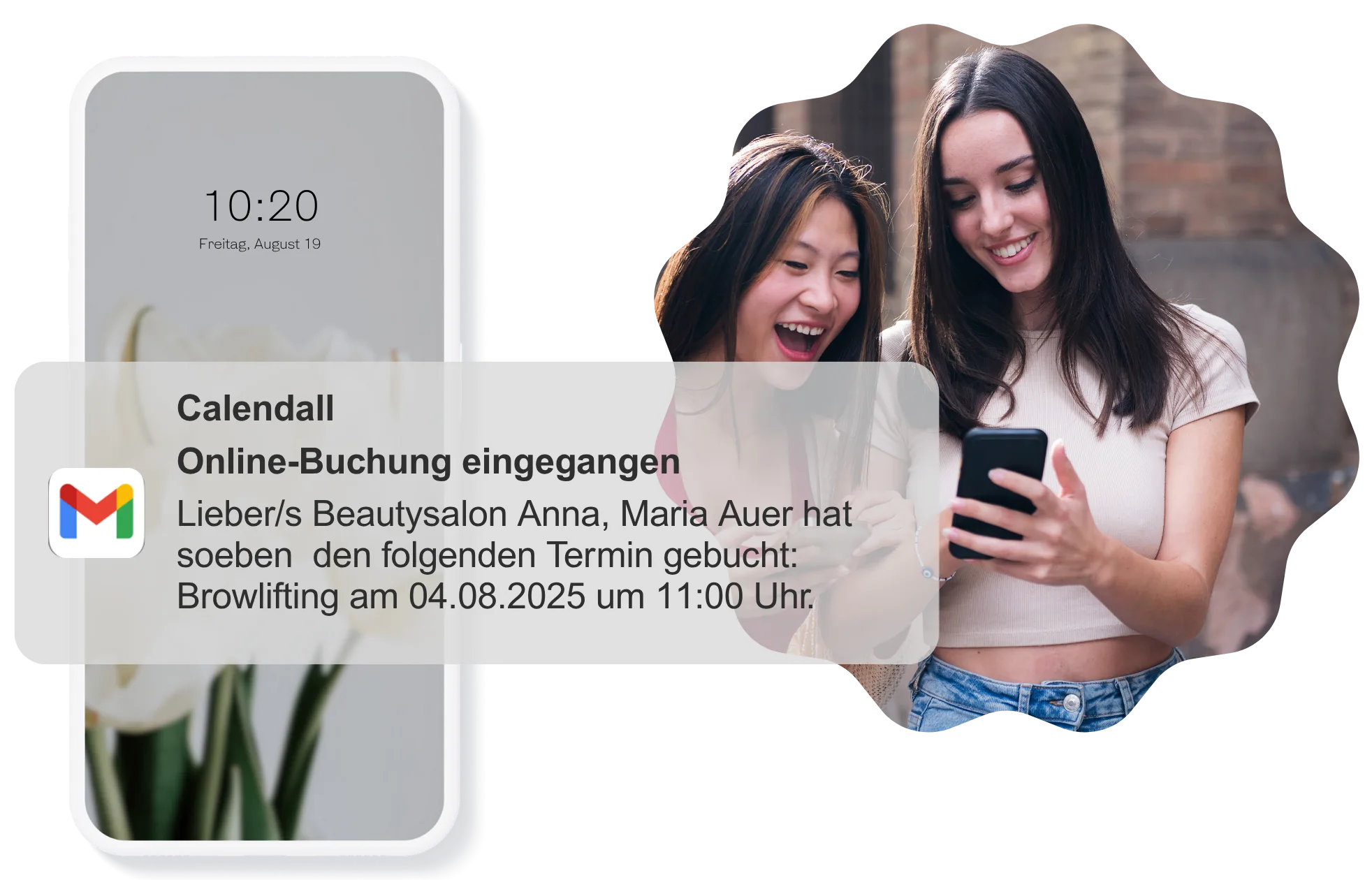 Onlinekalender-Benachrichtigung bei neuer Online-Terminbuchung auf Smartphone