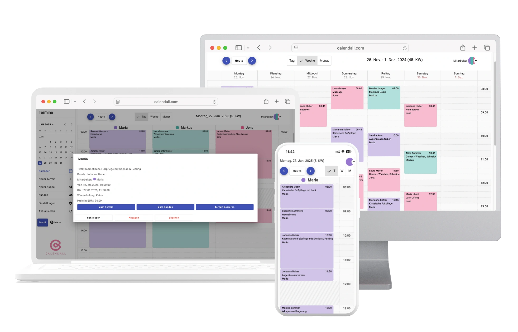 Online-Terminkalender für Studio und Praxis auf Smartphone, Tablet und Desktop