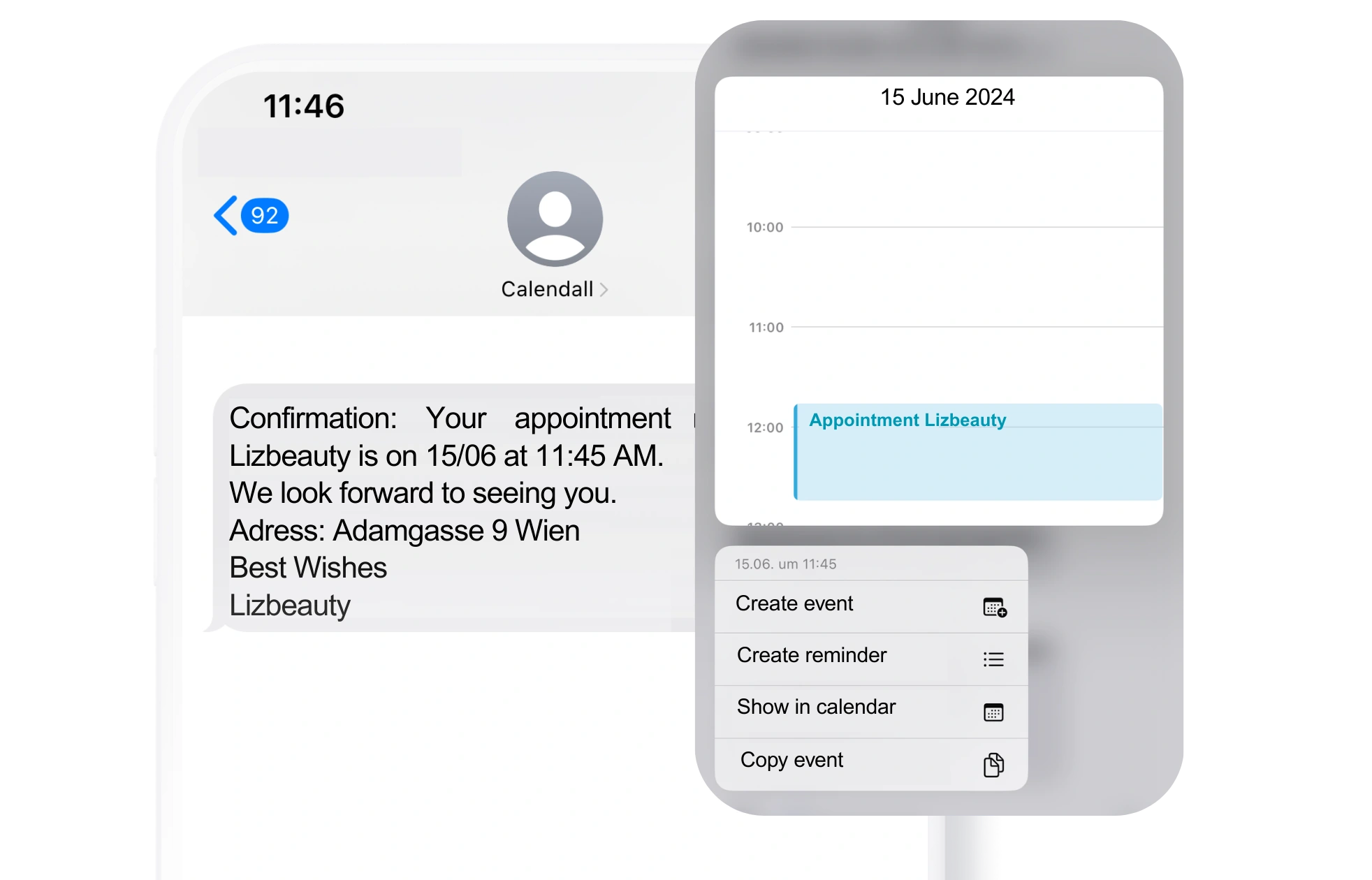 Appointment confirmation added to client’s calendar with one click