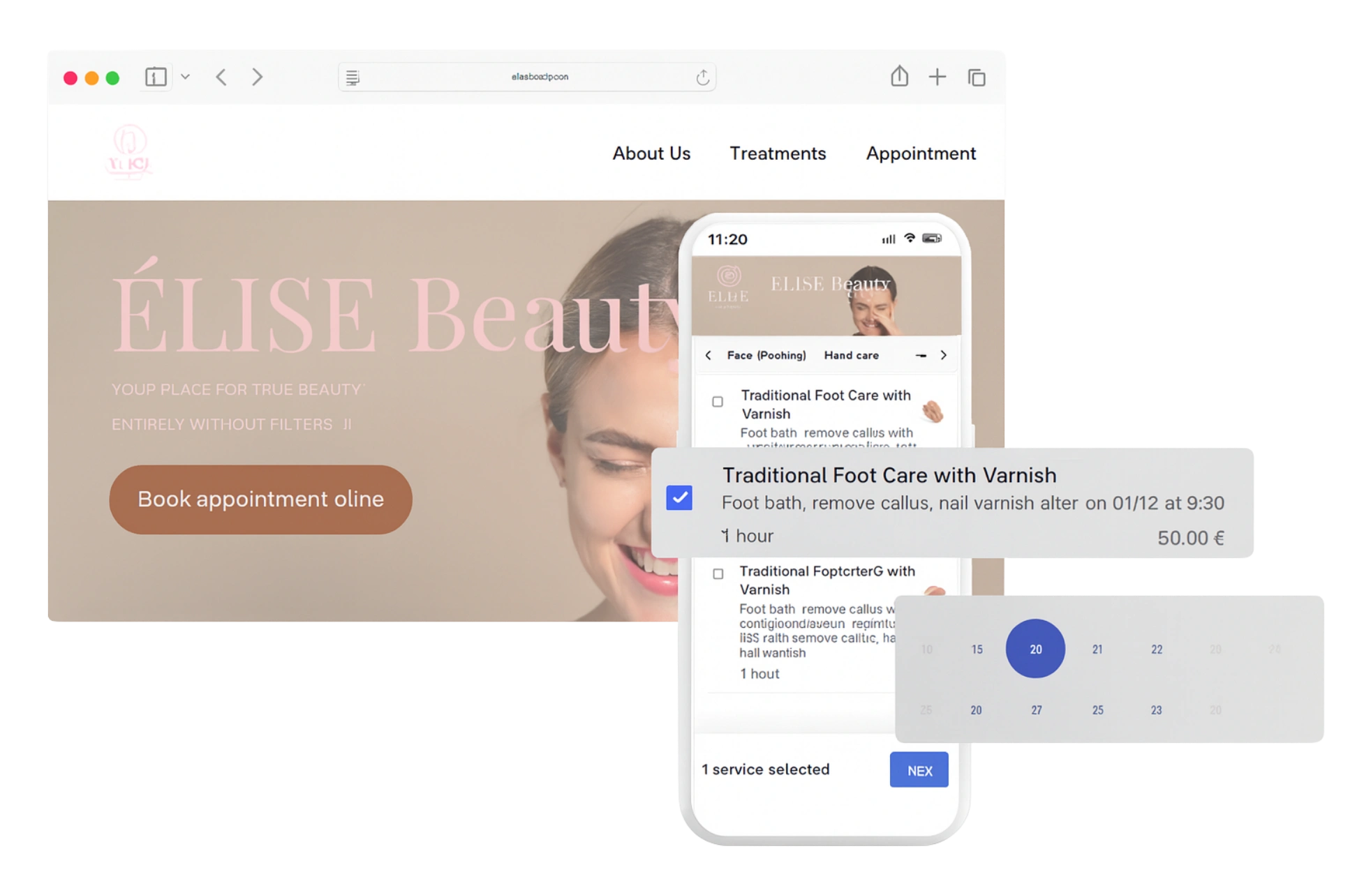 Direct online bookings for salons and spas – instantly synced with your calendar