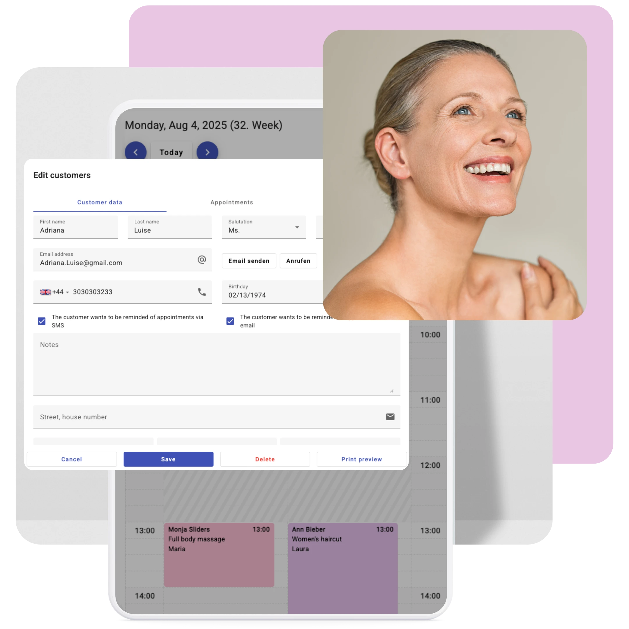 Digital client profile for spa and wellness studios – organized spa guest data and treatment preferences